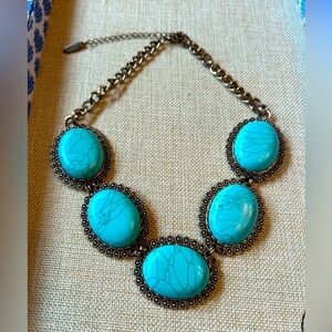 Vintage Plunder Design Turquoise Statement Necklace